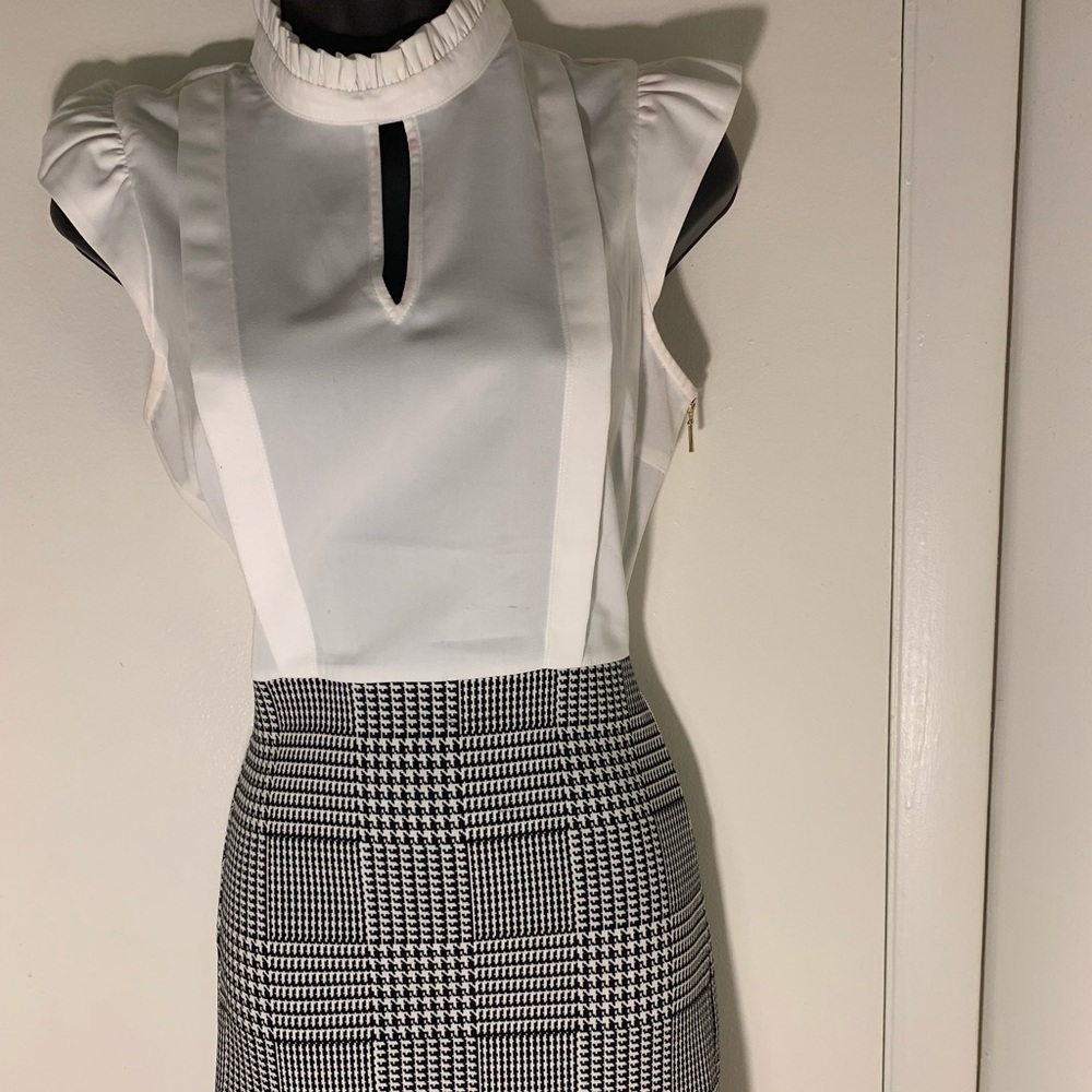 White and black vintage collar dress